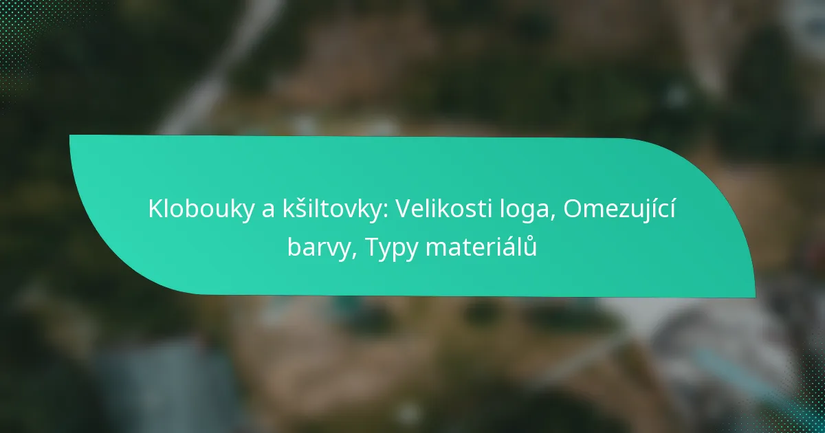 Klobouky a kšiltovky: Velikosti loga, Omezující barvy, Typy materiálů